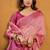 baby pink cotton blend saree with zari jhallar & rich pallu