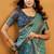 powder blue cotton blend saree with zari jhallar & rich pallu