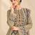 Olive crepe silk blend printed suit set