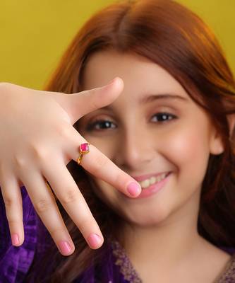 Gold plated kundan pink ring 1
