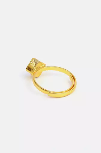 Gold plated kundan pink ring