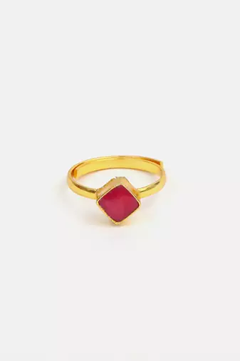 Gold plated kundan pink ring