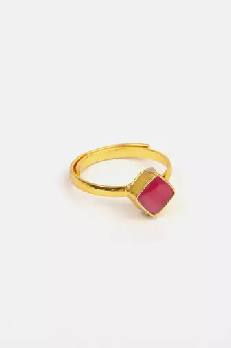 Gold plated kundan pink ring
