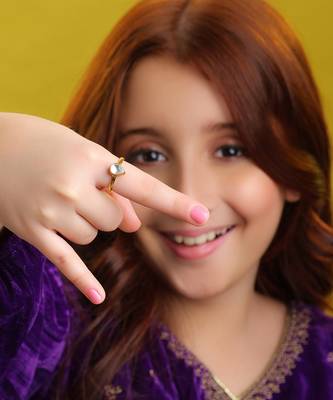 Gold plated kundan blue ring 1