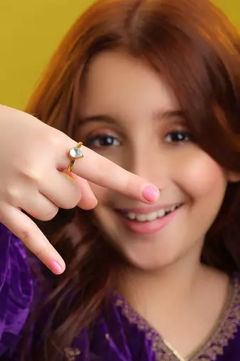 Gold plated kundan blue ring