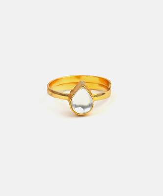 Gold plated kundan blue ring 2
