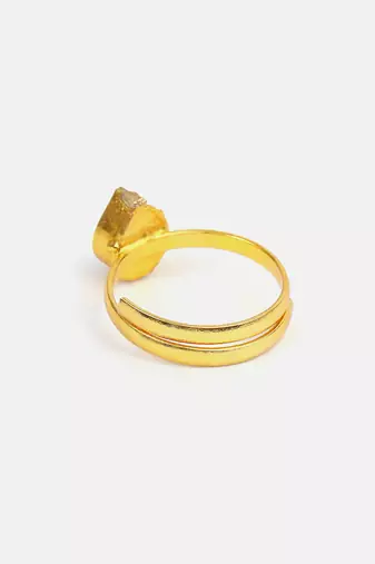 Gold plated kundan blue ring