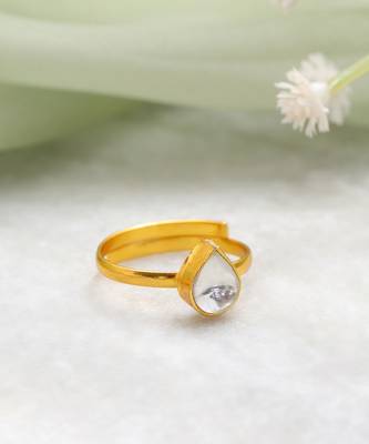 Gold plated kundan blue ring 4