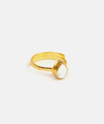 Gold plated kundan blue ring 5