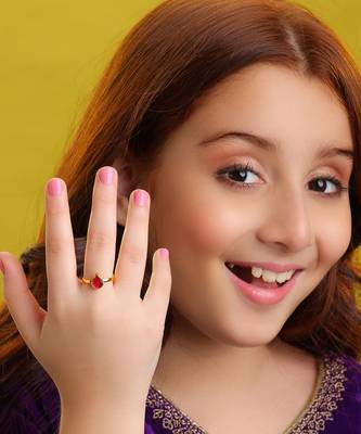 Gold plated kundan pink ring 1