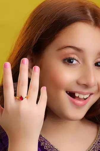 Gold plated kundan pink ring