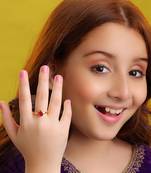 Gold plated kundan pink ring