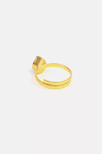 Gold plated kundan pink ring