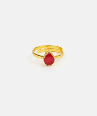 Gold plated kundan pink ring 4