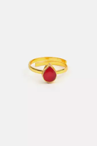 Gold plated kundan pink ring