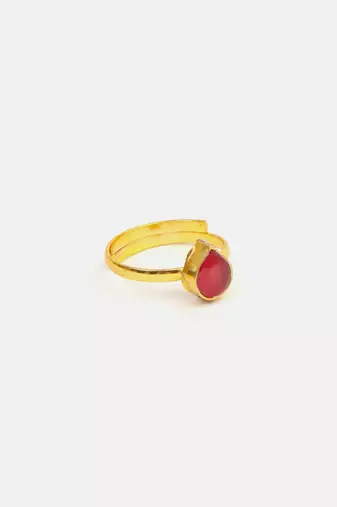 Gold plated kundan pink ring