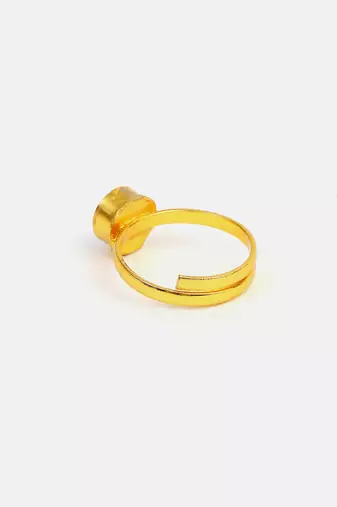 Gold plated kundan green ring