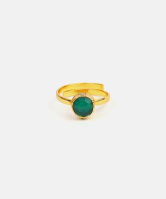 Gold plated kundan green ring 4