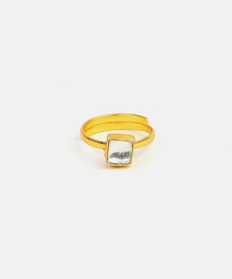 Gold plated kundan blue ring 5