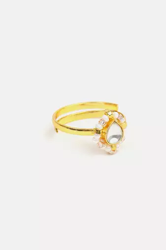 Gold plated kundan gold halo ring