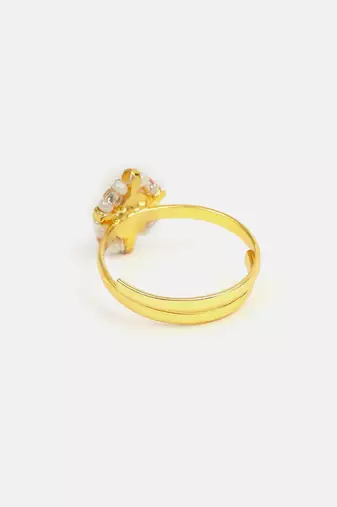 Gold plated kundan gold halo ring