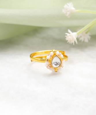 Gold plated kundan gold halo ring 4