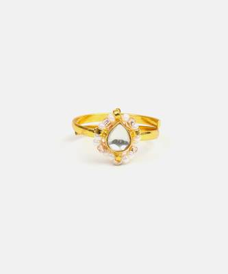 Gold plated kundan gold halo ring 5