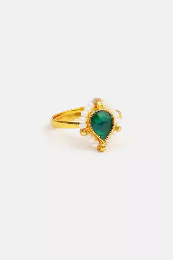 Gold plated kundan gold halo ring