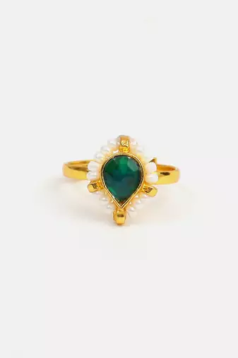 Gold plated kundan gold halo ring