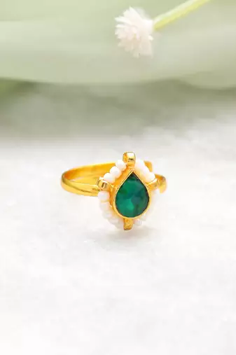 Gold plated kundan gold halo ring