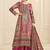 Wine crepe silk blend printed suit set