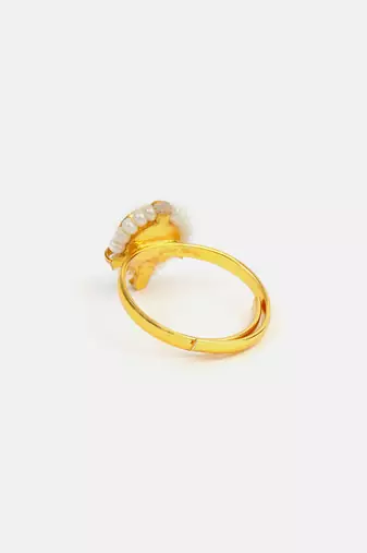Gold plated kundan gold halo ring