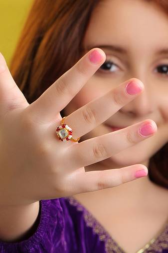 Gold plated kundan gold ring