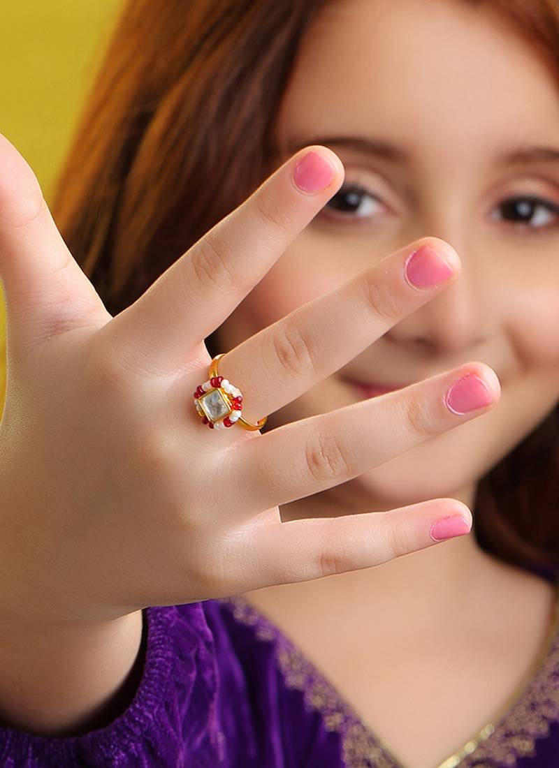 Gold plated kundan gold ring