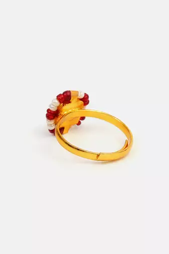 Gold plated kundan gold ring