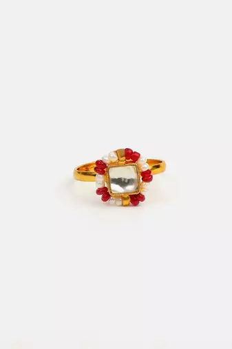 Gold plated kundan gold ring