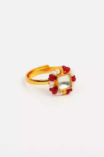 Gold plated kundan gold ring