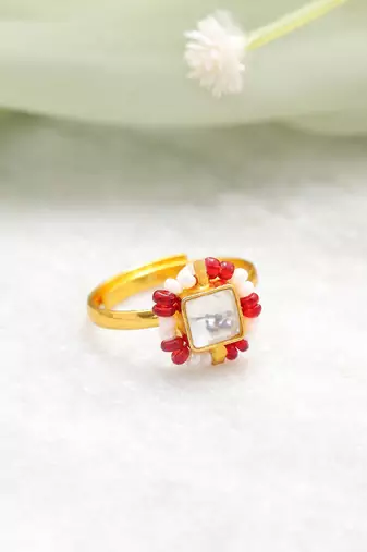 Gold plated kundan gold ring