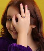 Gold plated kundan blue ring