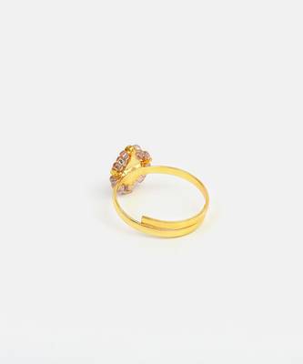 Gold plated kundan blue ring 2