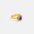 Gold plated kundan blue ring