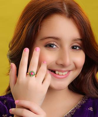 Gold plated kundan pink ring 1