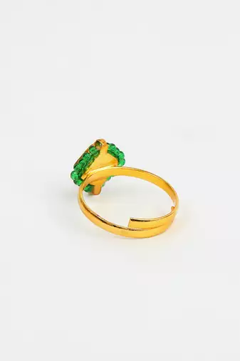 Gold plated kundan pink ring