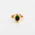 Gold plated kundan green halo ring