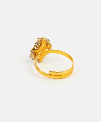 Gold plated kundan red halo ring 2