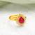 Gold plated kundan red halo ring