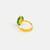 Gold plated kundan green halo ring
