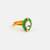 Gold plated kundan green halo ring