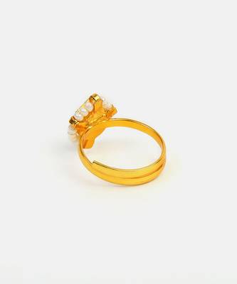 Gold plated kundan pink halo ring 3