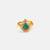 Gold plated kundan green halo ring